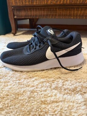 Nike Black Mesh Trainers with White Outsoles